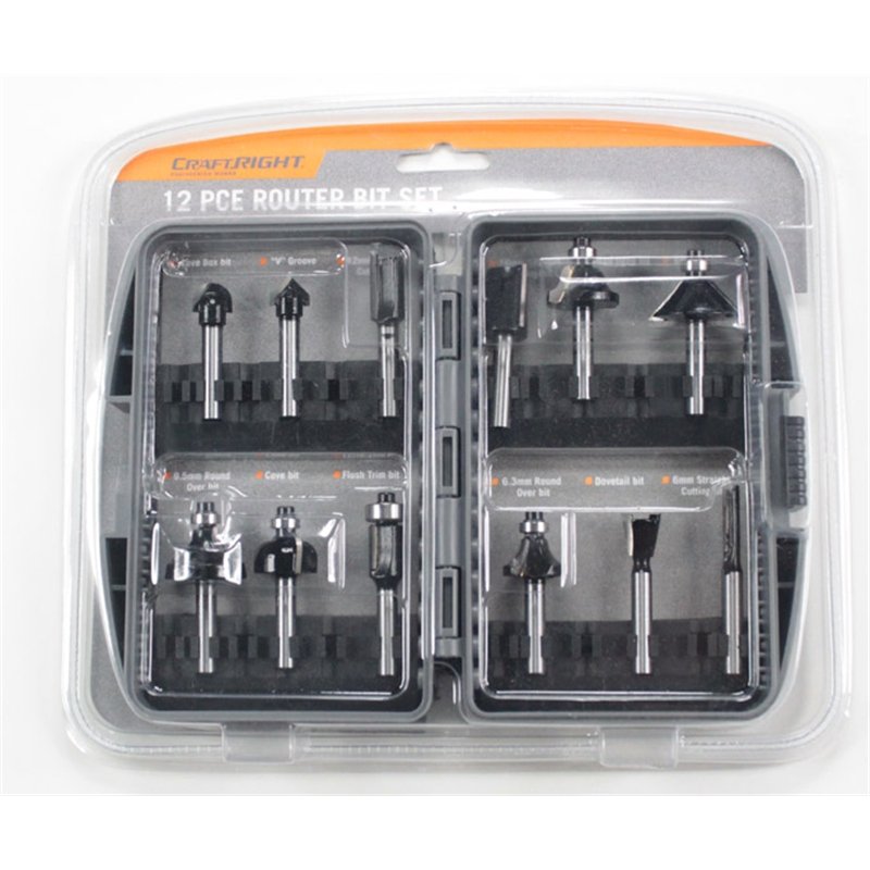 Craftright Router Bit Set 12pc (5362467864728)