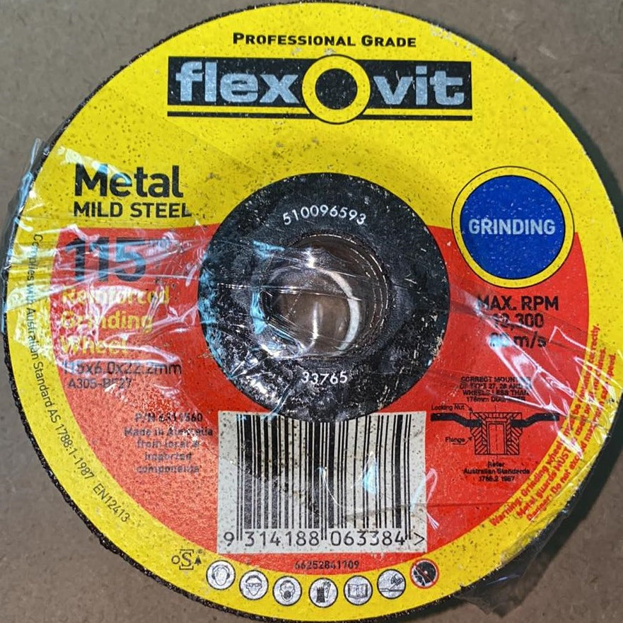 Flexovit Grinding Disc - Metal 115mm x 6mm x 22mm (6847327174808)