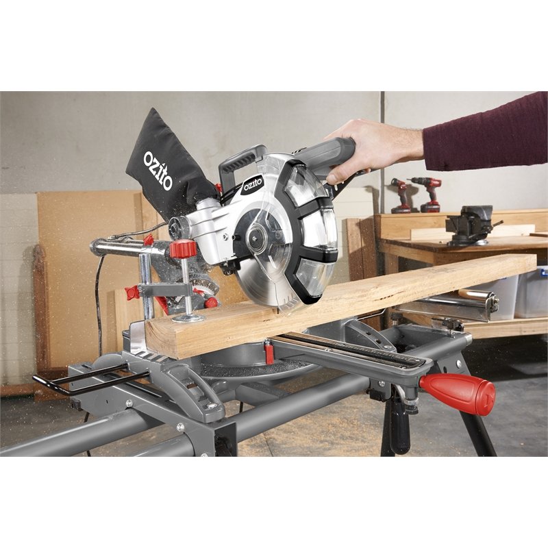 Ozito 1800W 210mm Double Bevel Slide Compound Mitre Saw (5243301363864)