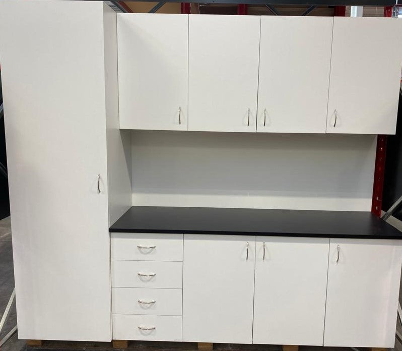 Complete Modular Economy Kitchen White - Flat Pack - Includes 25mm Benchtop - (Appliance not incl) (6780121710744)