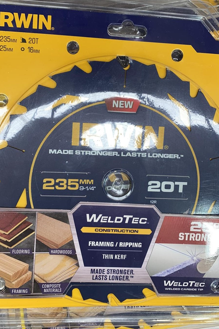 Irwin Circular Saw Construction Blade 235mm 20T (6839655628952)