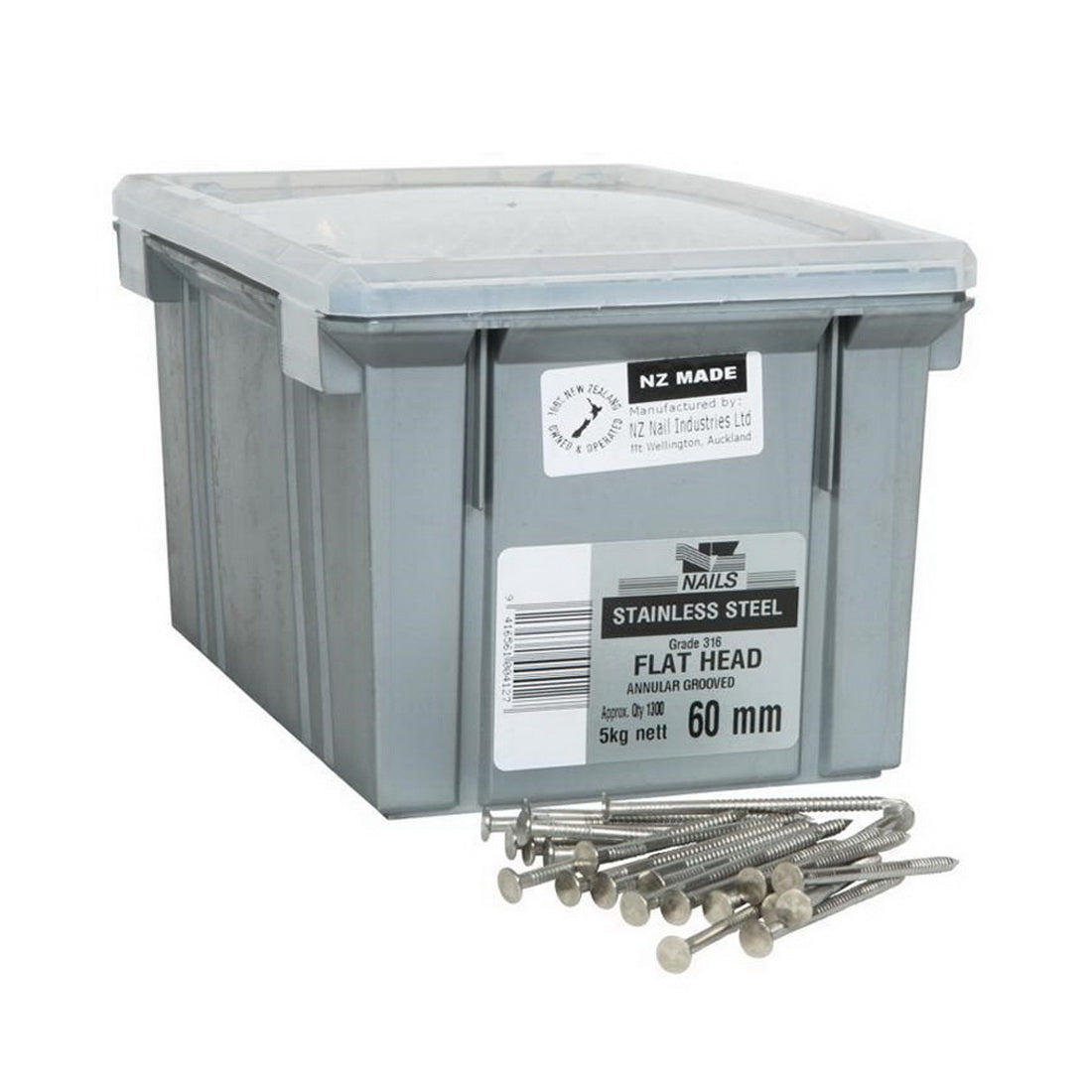 NZ Nails Timber 60x3.15mm 316 S/S Nail - 5kg Box (6905048531096)